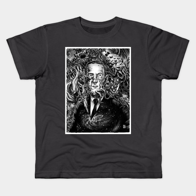 HP Lovecraft, Titan of Terror Kids T-Shirt by ThingamaPeej